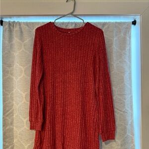 Chic Red Long Sleeve Dress